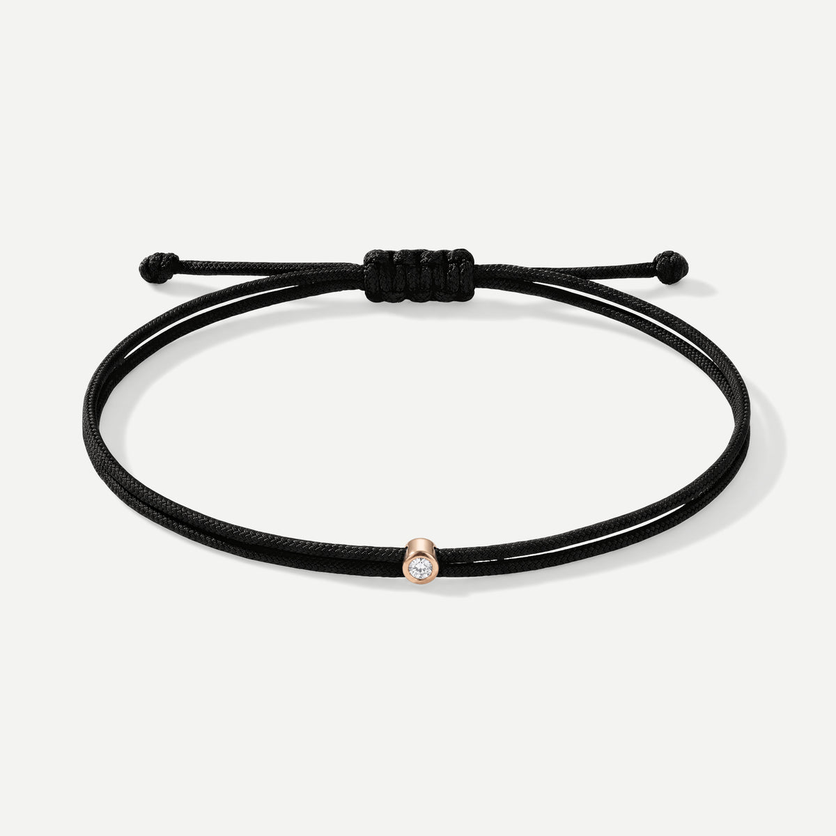 Double Eco-Cord Armband Schwarz – Rosé vergoldet